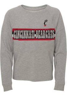 Cincinnati Bearcats Girls Grey All Striped Up Long Sleeve T-shirt