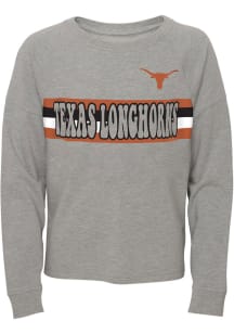 Texas Longhorns Girls Grey All Striped Up Long Sleeve T-shirt