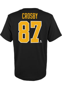 Sidney Crosby  Pittsburgh Penguins Boys Black Flat Third Logo NN Short Sleeve T-Shirt