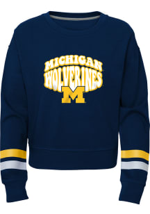 Michigan Wolverines Girls Navy Blue That 70s Show Long Sleeve Sweatshirt