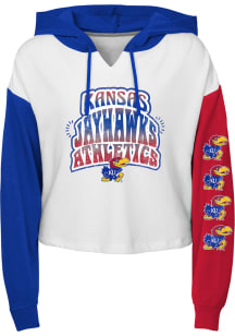 Kansas Jayhawks Girls Blue Color Run Long Sleeve Hooded Sweatshirt