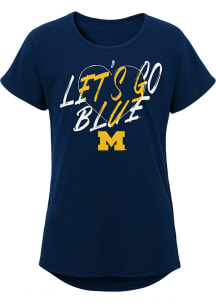 Michigan Wolverines Girls Navy Blue Slogan Heart Short Sleeve Tee