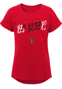 Texas Tech Red Raiders Girls Red Slogan Heart Short Sleeve Tee