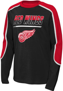 Detroit Red Wings Youth Red Pro Assist Long Sleeve Fashion T-Shirt
