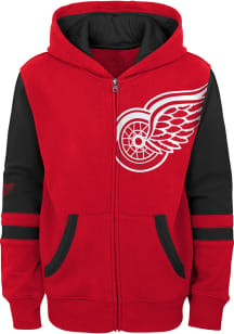 Detroit Red Wings Boys Red Face Off Long Sleeve Full Zip Hooded Sweatshirt
