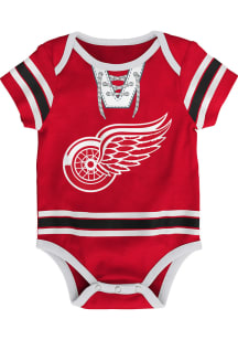 Detroit Red Wings Baby Red Hockey Pro Blank Short Sleeve One Piece