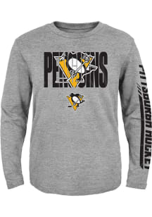 Pittsburgh Penguins Boys Grey Energetic Plumber 3-in-1 Long Sleeve T-Shirt