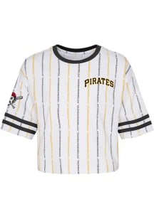 Pittsburgh Pirates Girls White Type Stripe Short Sleeve Fashion T-Shirt