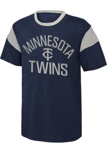 Minnesota Twins Youth Navy Blue Home Run Short Sleeve Fashion T-Shirt