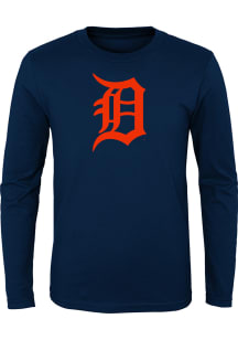 Detroit Tigers Boys Navy Blue Primary Logo Long Sleeve T-Shirt