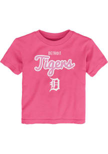 Detroit Tigers Toddler Girls Pink Big Game Short Sleeve T-Shirt