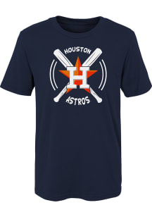 Houston Astros Boys Navy Blue Swing Bats Short Sleeve T-Shirt