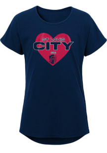 St Louis City SC Girls Navy Blue Bubble Heart Short Sleeve Tee