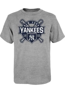 New York Yankees Youth Grey Multi Hits Short Sleeve T-Shirt