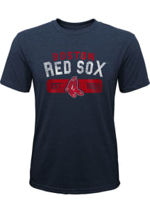 Boston Red Sox Youth Navy Blue Coop Nostalgia Short Sleeve Fashion T-Shirt