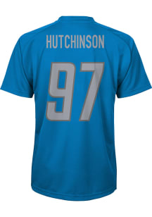 Aidan Hutchinson  Detroit Lions Boys Blue Name and Number Short Sleeve T-Shirt