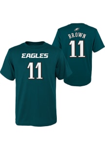 AJ Brown  Philadelphia Eagles Boys Teal Name and Number Short Sleeve T-Shirt