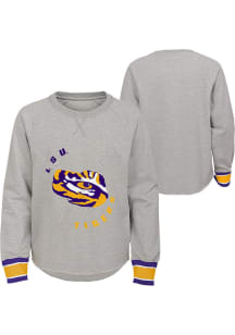 LSU Tigers Girls Purple HOF Crop Raw Edge Long Sleeve Sweatshirt