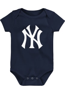 New York Yankees Baby Navy Blue Primary Logo Short Sleeve One Piece