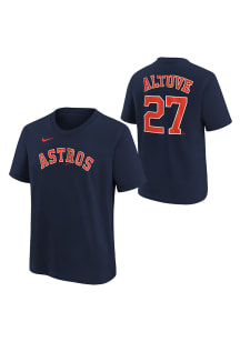 Jose Altuve  Houston Astros Boys Navy Blue Name and Number Short Sleeve T-Shirt