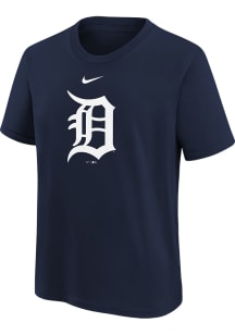 Nike Detroit Tigers Boys Navy Blue Large Logo Short Sleeve T-Shirt