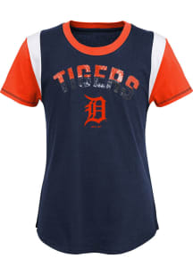 Detroit Tigers Girls Navy Blue Totally Short Sleeve Fashion T-Shirt
