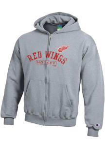 Champion Detroit Red Wings Youth Grey #1 Design Long Sleeve Full Zip Jacket