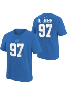 Aidan Hutchinson Detroit Lions Youth Blue NN Player Tee