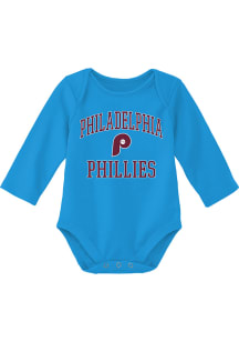 Philadelphia Phillies Baby Light Blue Coop #1 Design Long Sleeve One Piece