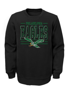 Philadelphia Eagles Youth Black Winning Streak Long Sleeve Crew Sweatshirt