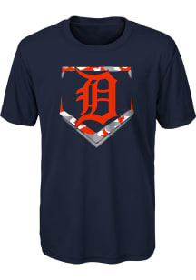 Detroit Tigers Boys Navy Blue Camo Base Short Sleeve T-Shirt
