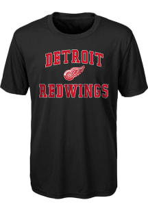 Detroit Red Wings Boys Black #1 Design Short Sleeve T-Shirt