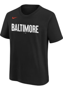 Nike Baltimore Orioles Boys Black Wordmark Short Sleeve T-Shirt