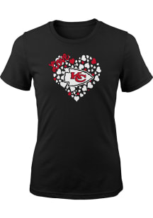 Kansas City Chiefs Girls Black Heart of Hearts Short Sleeve T-Shirt
