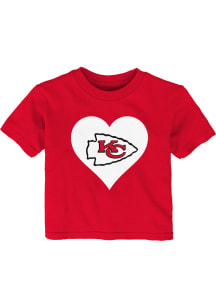 Kansas City Chiefs Infant Girls Retro Heart Short Sleeve T-Shirt Red