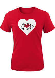 Kansas City Chiefs Girls Red Heart Short Sleeve T-Shirt