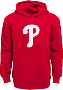Philadelphia Phillies Youth Red Team Logo Long Sleeve Hoodie
