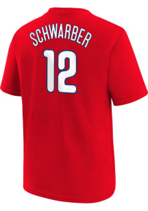 Kyle Schwarber  Philadelphia Phillies Boys Red Name and Number Short Sleeve T-Shirt