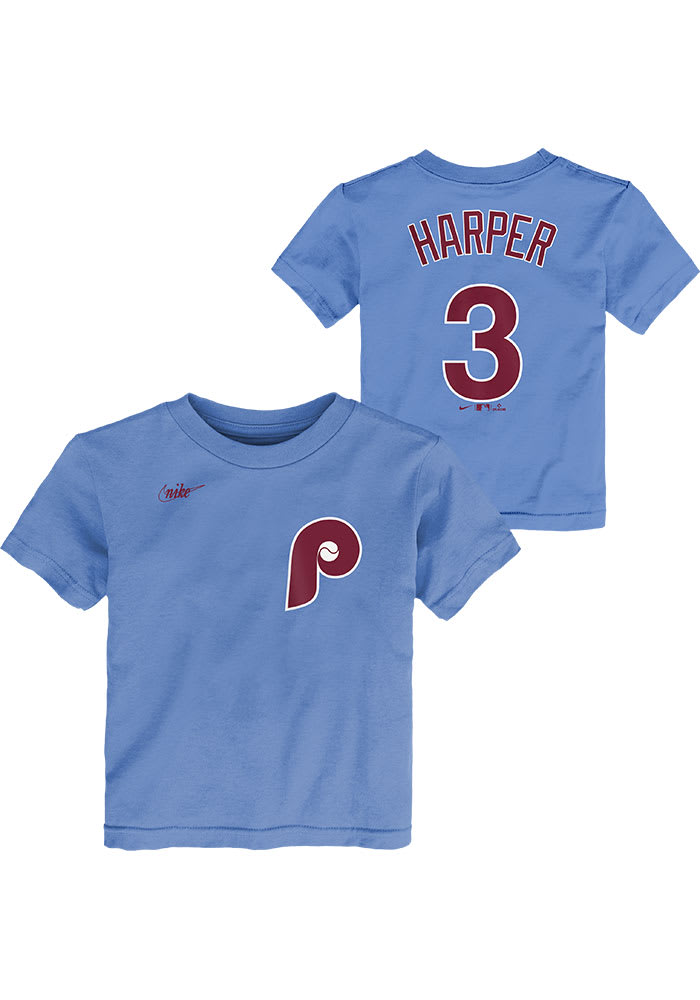 Bryce Harper Philadelphia Phillies Light Blue Name And Number Short Sleeve  Player T Shirt