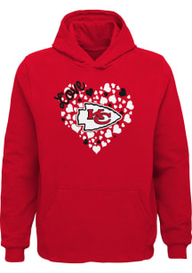 Kansas City Chiefs Girls Red Heart of Hearts Long Sleeve Hooded Sweatshirt