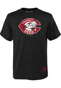 Cincinnati Reds Youth Black Retro Logo Short Sleeve T-Shirt