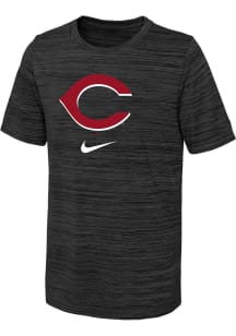 Nike Cincinnati Reds Youth Black Logo Velocity Short Sleeve T-Shirt