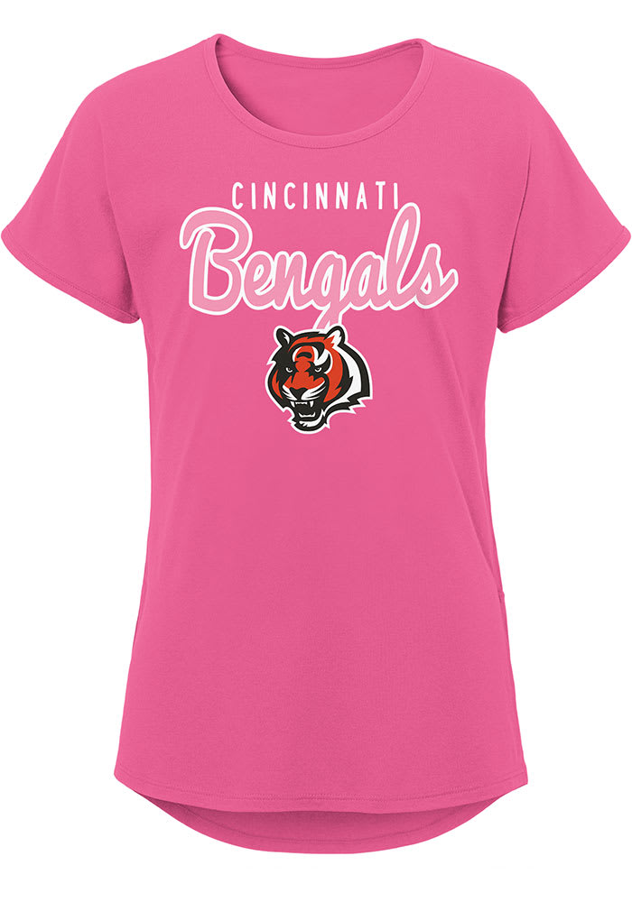 Girls Youth Black Cincinnati Bengals Tie-Dye Heart T-Shirt