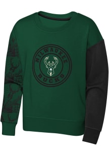 Milwaukee Bucks Girls Green Trifecta Long Sleeve Sweatshirt