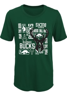 Milwaukee Bucks Youth Green Back To Back Short Sleeve T-Shirt