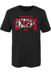 Kansas City Chiefs Youth Black Logo Mask Short Sleeve T-Shirt