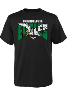 Philadelphia Eagles Youth Black Logo Mask Short Sleeve T-Shirt