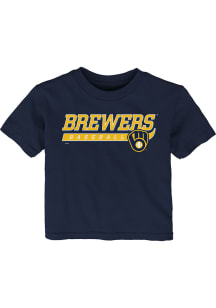 Milwaukee Brewers Infant Take The Lead Short Sleeve T-Shirt Navy Blue