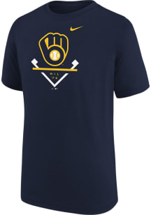 Nike Milwaukee Brewers Youth Navy Blue Icon Legend Short Sleeve T-Shirt