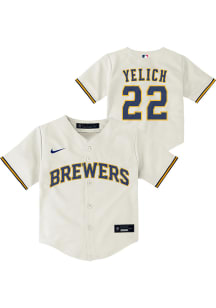 MIL Brewers Tdlr White Yelch Home Replica Jersey